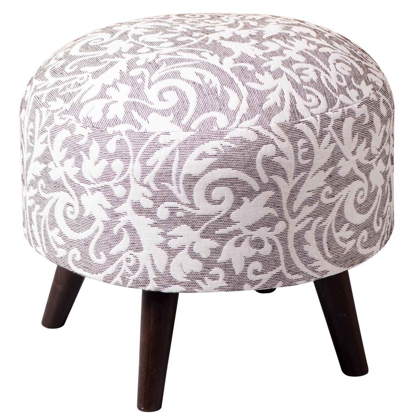 Wooden Ottomans: Grey & White Cotton Ottoman Set of 1