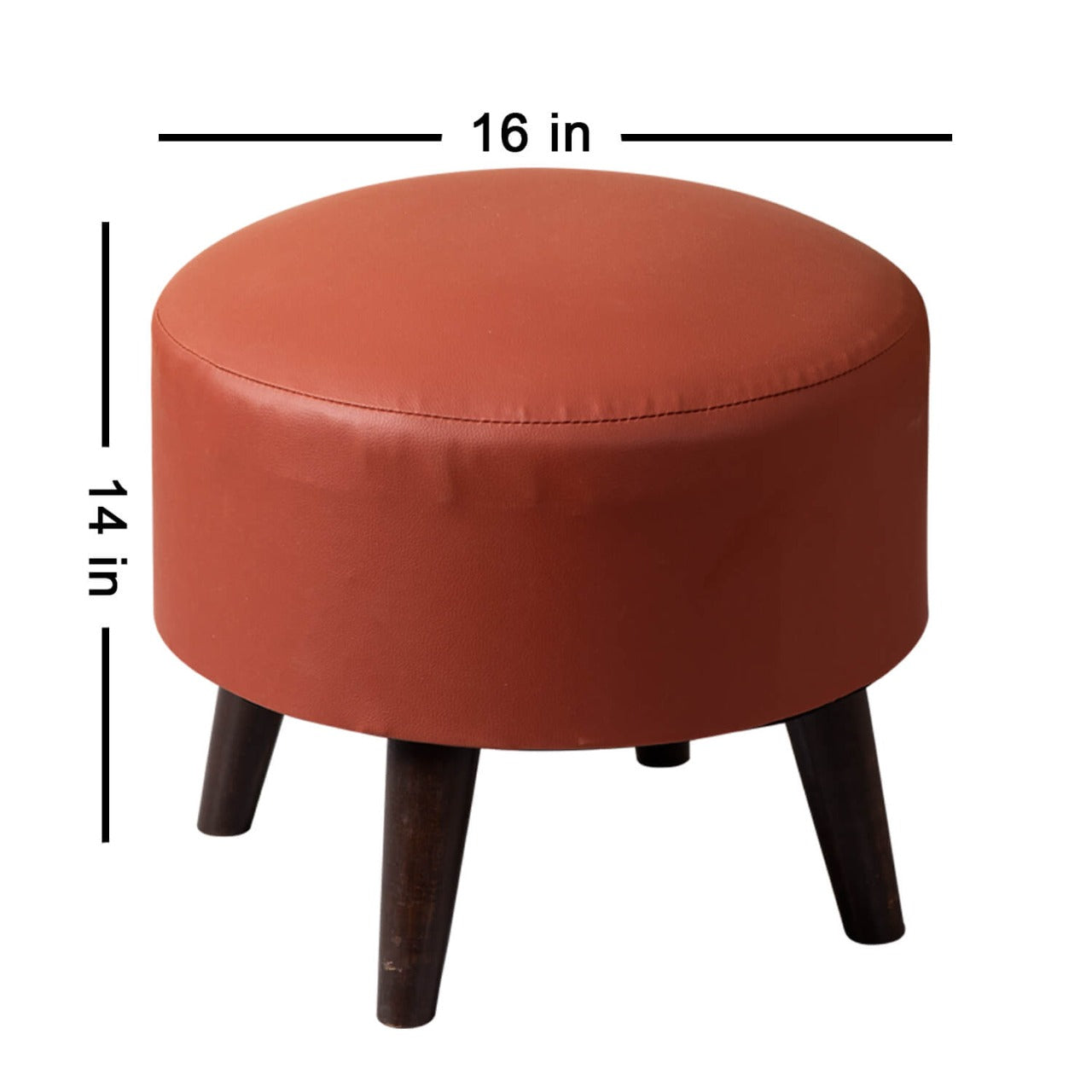 Wooden Ottomans: Leatherette Round Ottoman