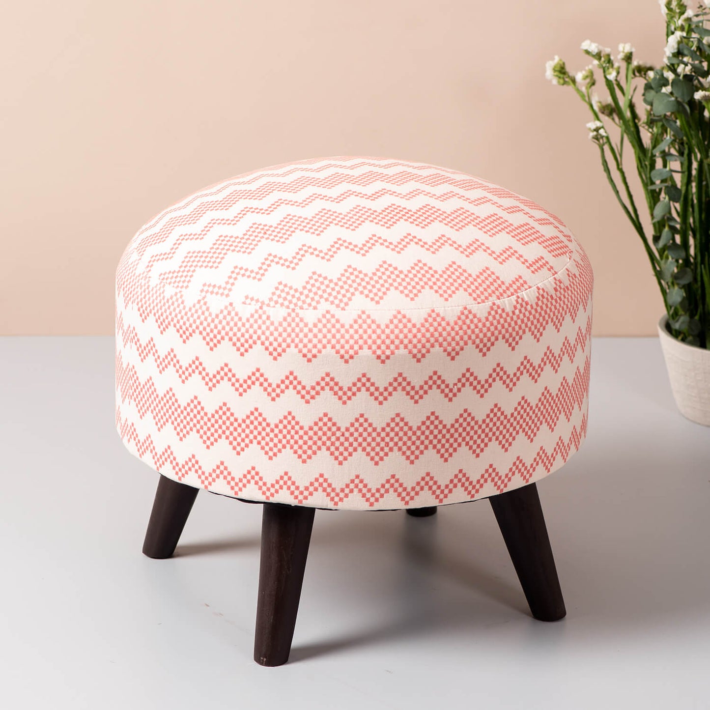 Wooden Ottomans: Light Pink Ottoman