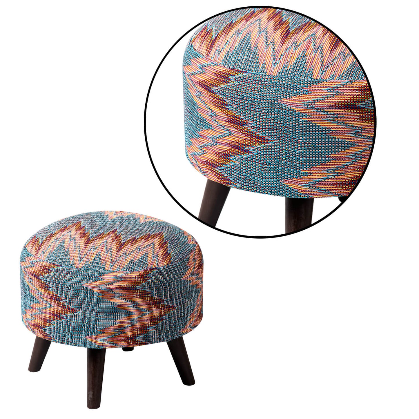 Wooden Ottomans: Multicolor Ottoman Set of 1