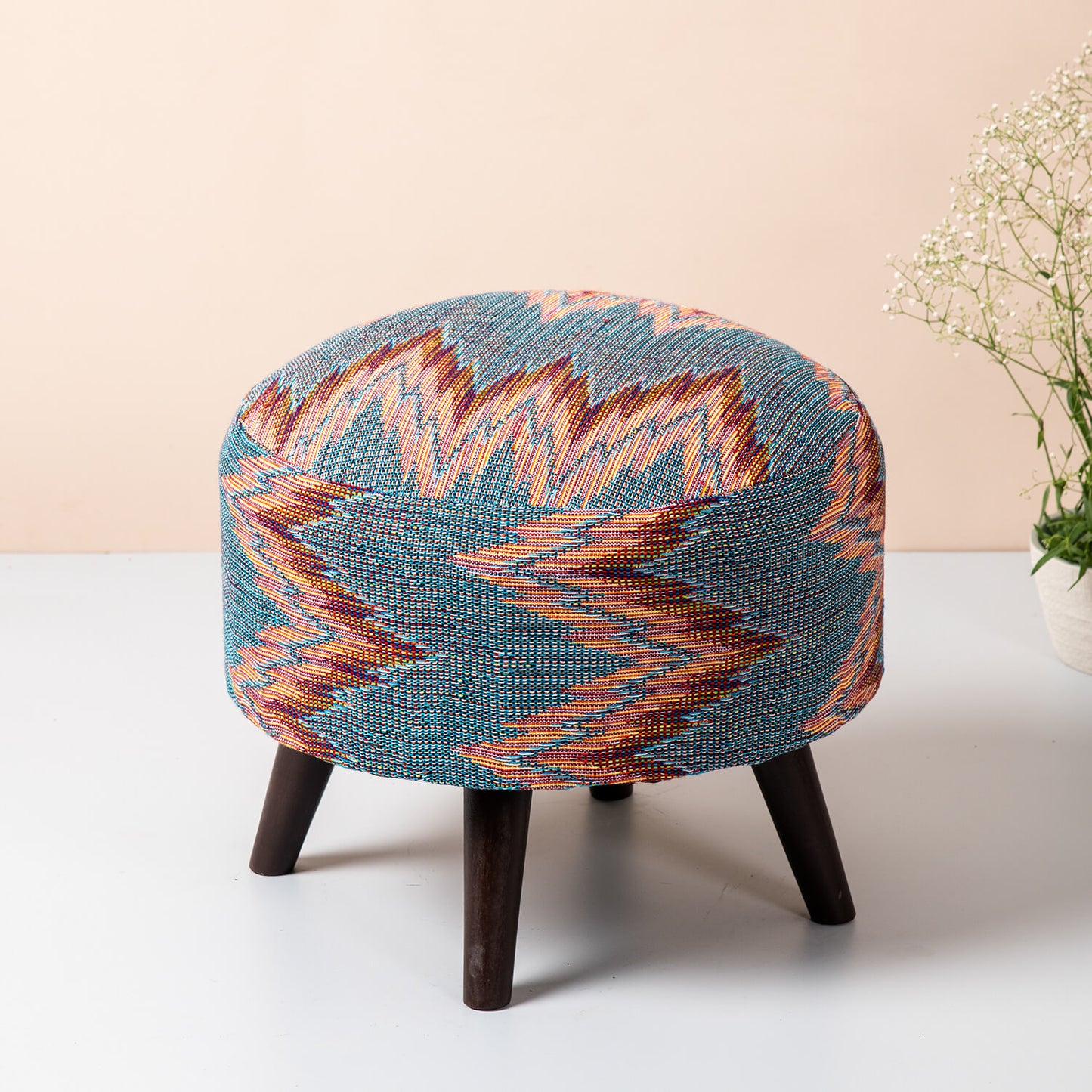 Wooden Ottomans: Multicolor Ottoman Set of 1