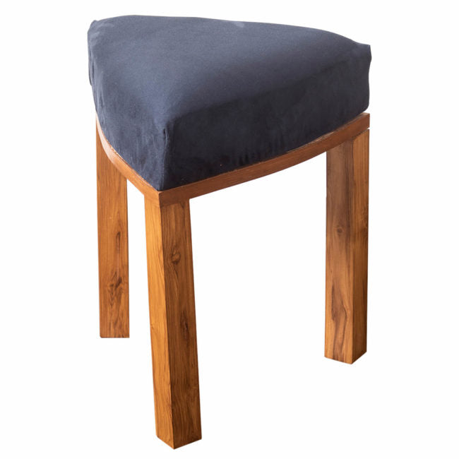 Wooden Ottomans: Navy Blue Triangle Ottoman