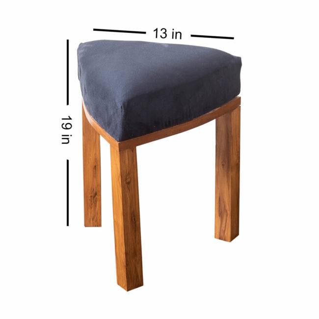 Wooden Ottomans: Navy Blue Triangle Ottoman