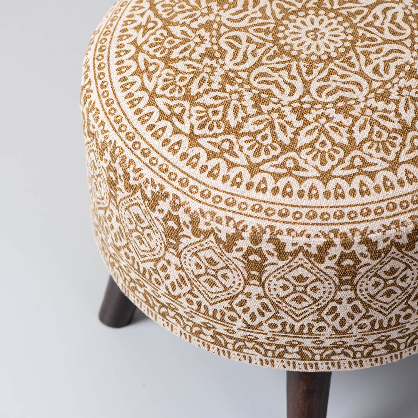 Wooden Ottomans: Yellow Printed Ottoman 17 Inch