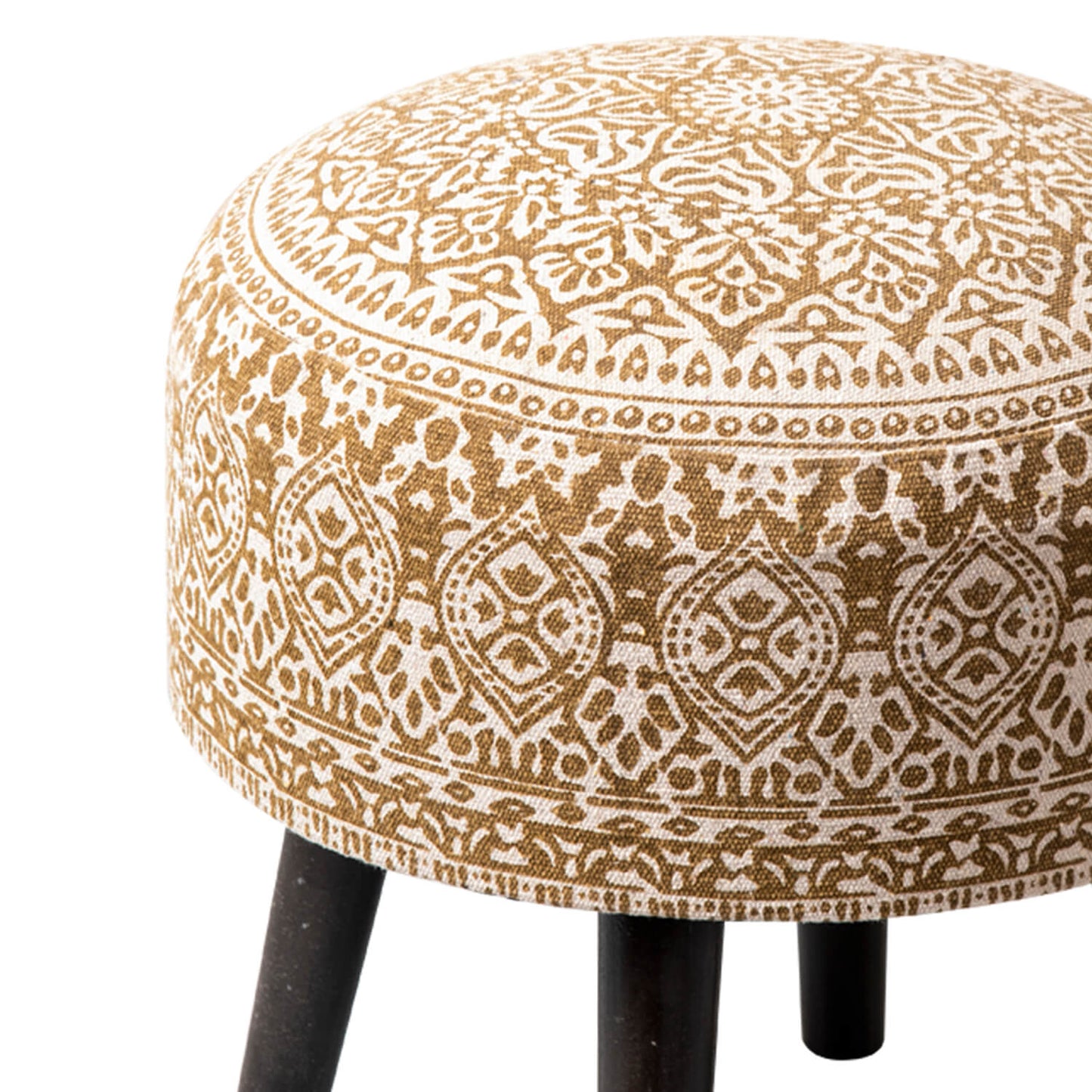 Wooden Ottomans: Yellow Printed Ottoman 17 Inch