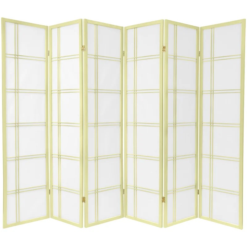 Wooden Partition: 103.5'' W x 70'' H 6 - Panel Solid Wood Folding Wooden Partition