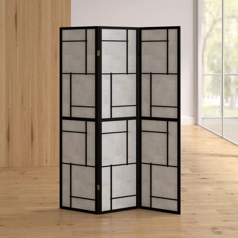 Wooden Partition: 54'' W x 70.25'' H 3 - Panel Folding Wooden Partition