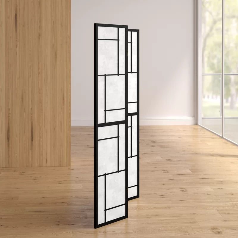 Wooden Partition: 54'' W x 70.25'' H 3 - Panel Folding Wooden Partition