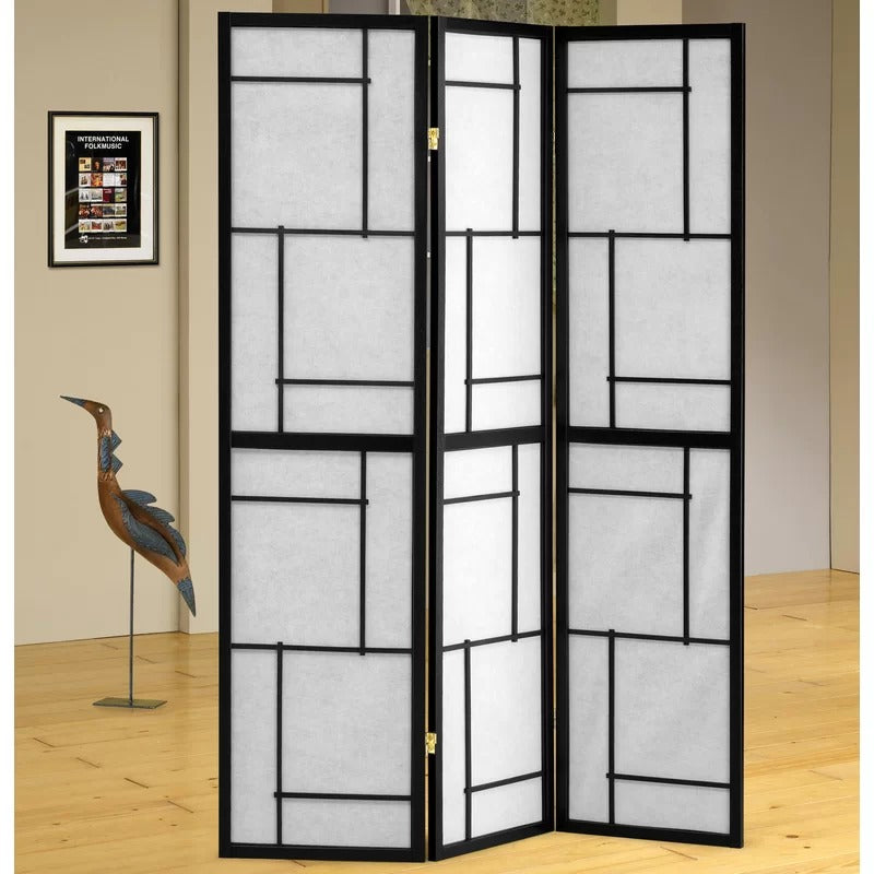 Wooden Partition: 54'' W x 70.25'' H 3 - Panel Folding Wooden Partition