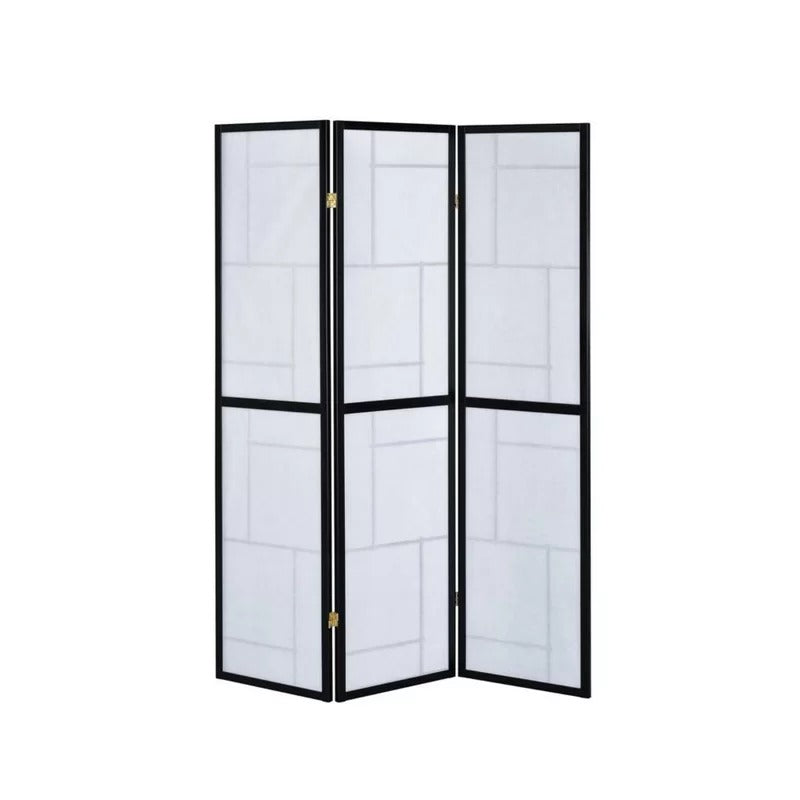 Wooden Partition: 54'' W x 70.25'' H 3 - Panel Folding Wooden Partition