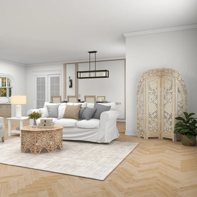 Wooden Partition 60'' W x 72'' H 4 - Panel Solid Wood