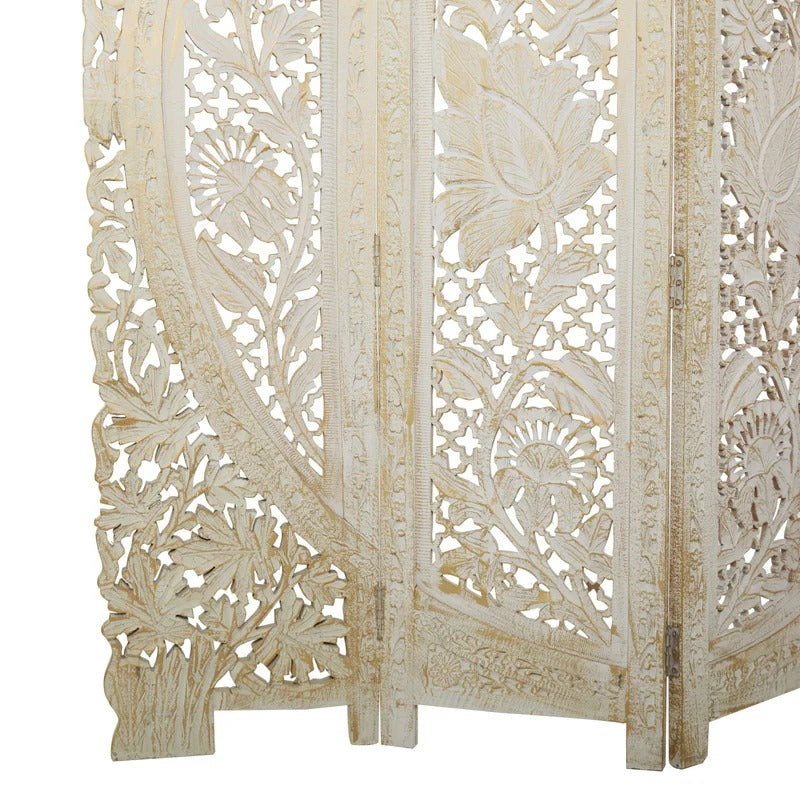 Wooden Partition 60'' W x 72'' H 4 - Panel Solid Wood