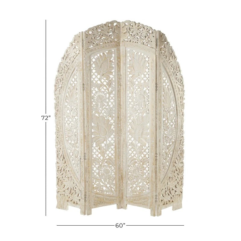 Wooden Partition 60'' W x 72'' H 4 - Panel Solid Wood