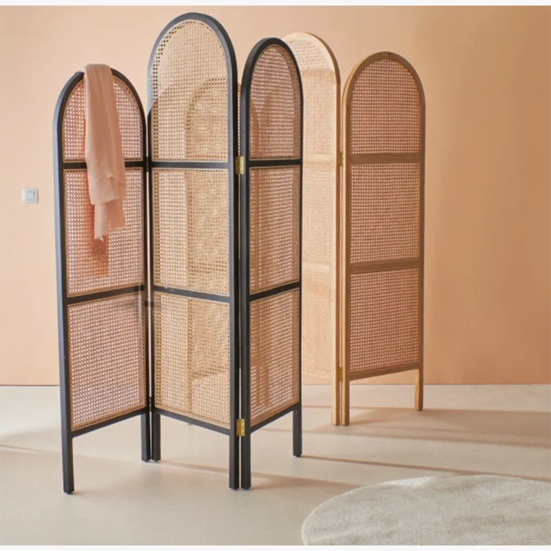 Wooden Partition: 60'' W x 73'' H 3 - Panel Solid Wood Folding Wooden Partition