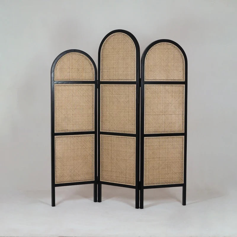 Wooden Partition: 60'' W x 73'' H 3 - Panel Solid Wood Folding Wooden Partition