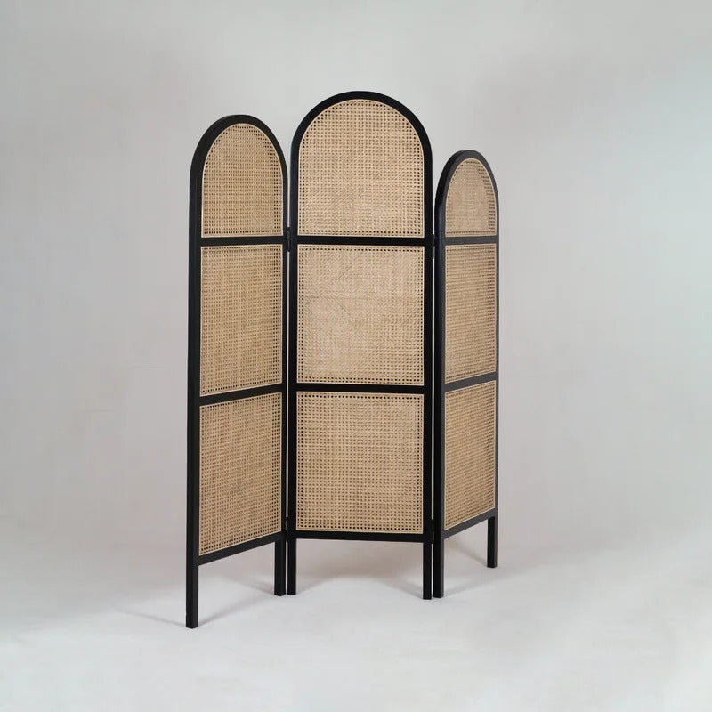 Wooden Partition: 60'' W x 73'' H 3 - Panel Solid Wood Folding Wooden Partition