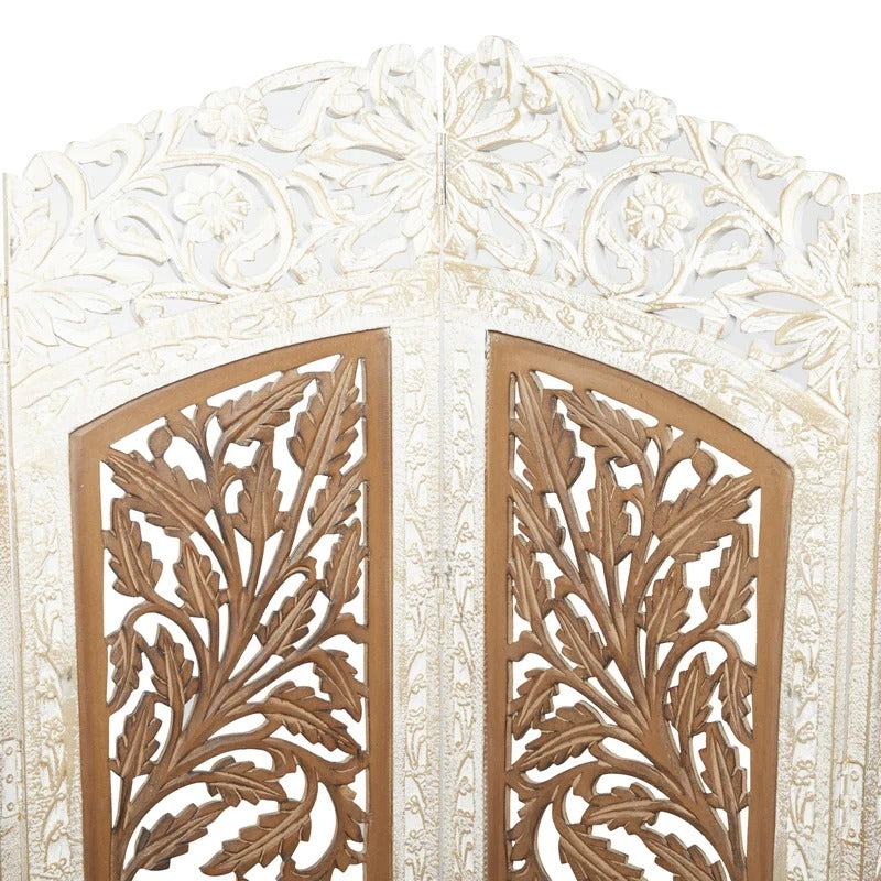 Wooden Partition 62'' W x 72'' H 4 - Panel Solid Wood Folding Wooden Partition