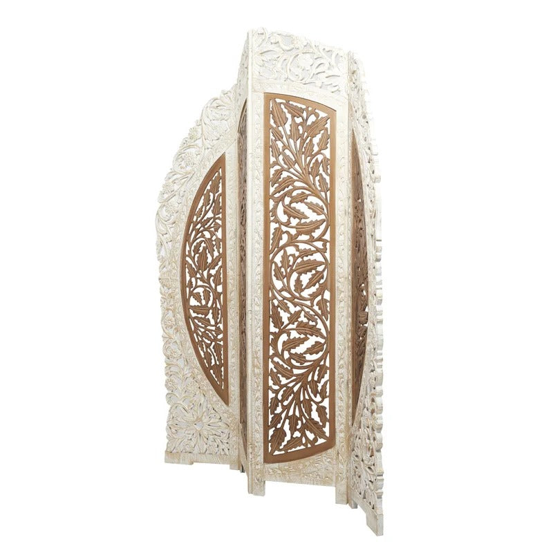 Wooden Partition 62'' W x 72'' H 4 - Panel Solid Wood Folding Wooden Partition