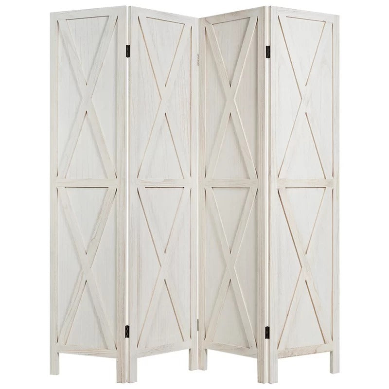 Wooden Partition 63'' W x 67'' H 4 - Panel Folding Wooden Partition