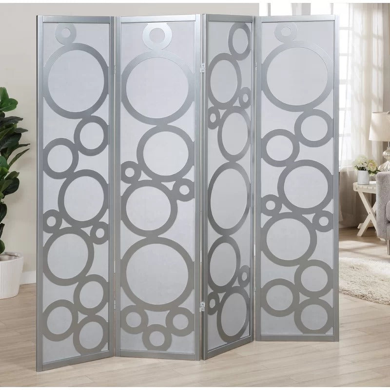 Wooden Partition: 70'' W x 70'' H 4 - Panel Solid Wood Folding Wooden Partition