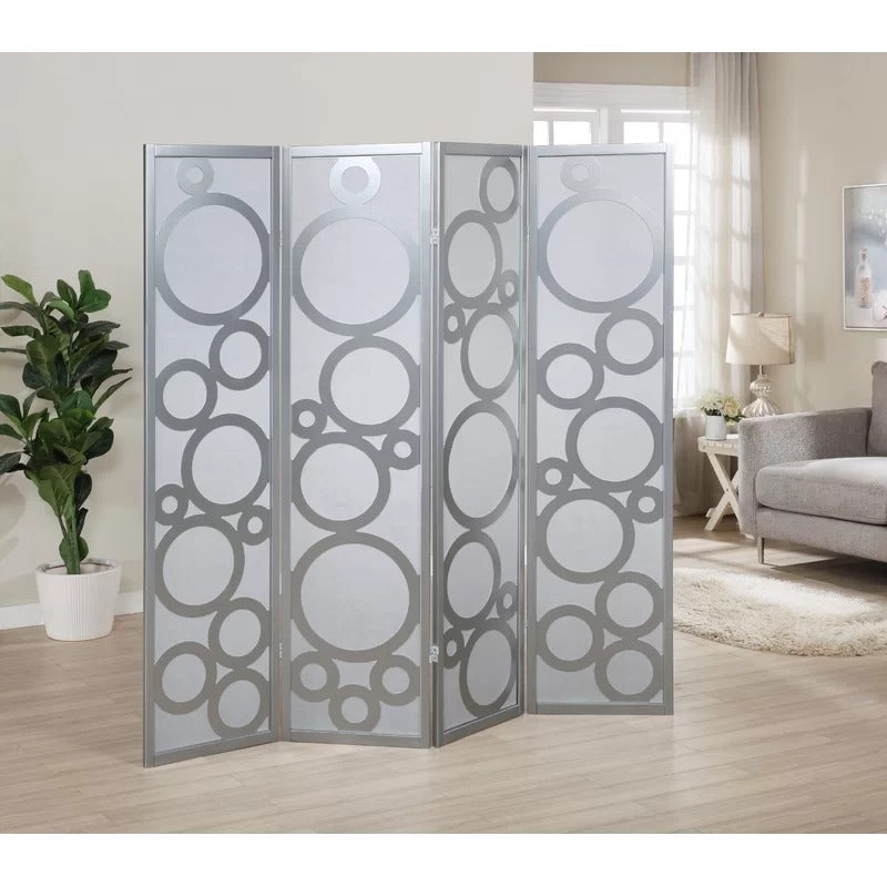 Wooden Partition: 70'' W x 70'' H 4 - Panel Solid Wood Folding Wooden Partition