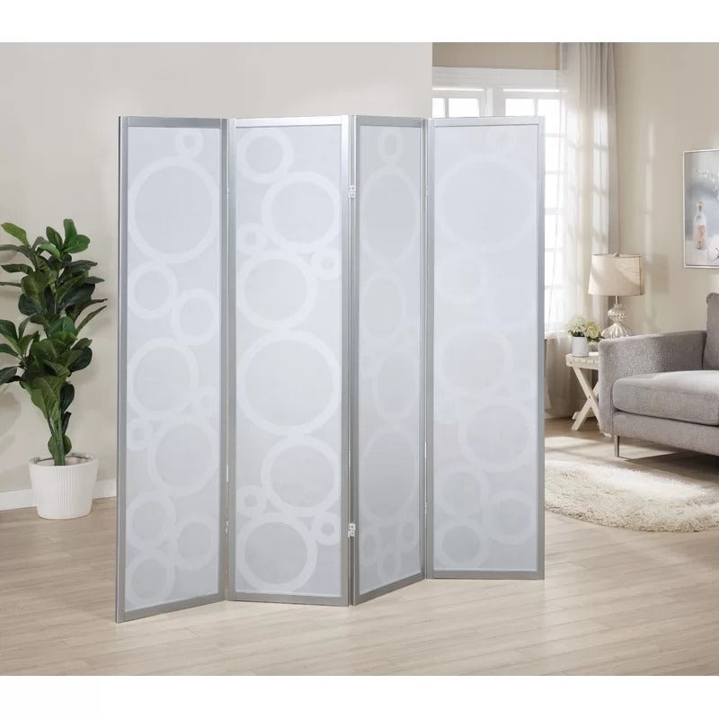 Wooden Partition: 70'' W x 70'' H 4 - Panel Solid Wood Folding Wooden Partition