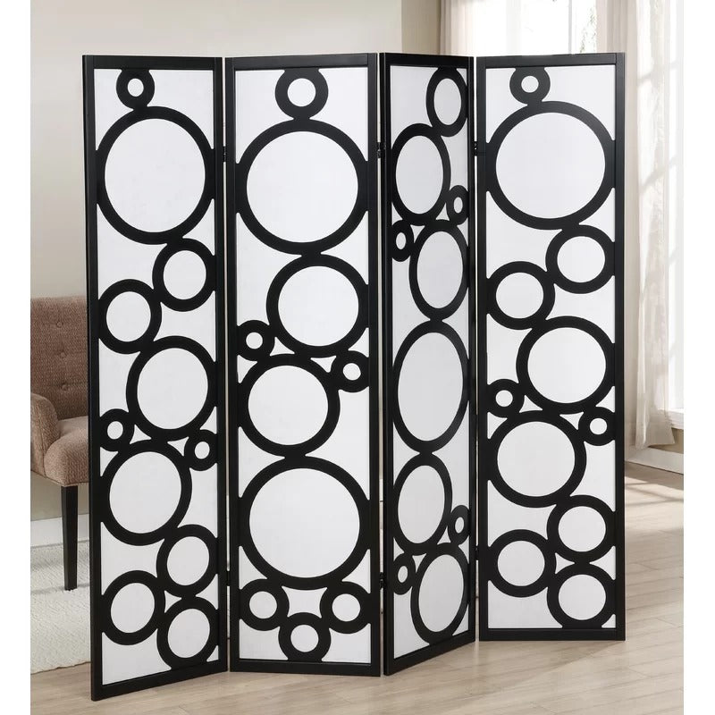 Wooden Partition: 70'' W x 70'' H 4 - Panel Solid Wood Folding Wooden Partition