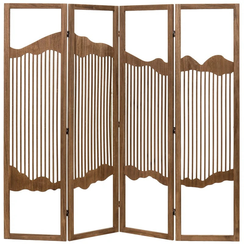 Wooden Partition: 71'' W x 67'' H 4 - Panel Solid Wood Folding Wooden Partition