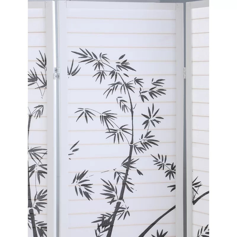 Wooden Partition: 72'' W x 71'' H 4 - Panel Folding Wooden Partition