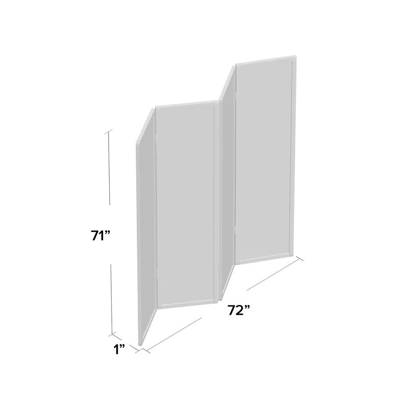 Wooden Partition: 72'' W x 71'' H 4 - Panel Folding Wooden Partition