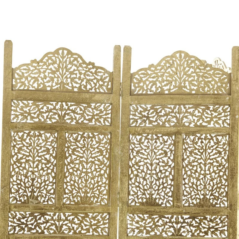 Wooden Partition: 80'' W x 71'' H 4 - Panel Folding Wooden Partition