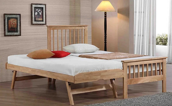 Single Bed: Wooden Single Guest Bed