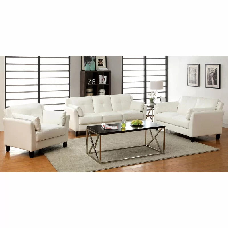 Wooden Sofa: Lesin 75.5'' Faux Leather Flared Arm Sofa