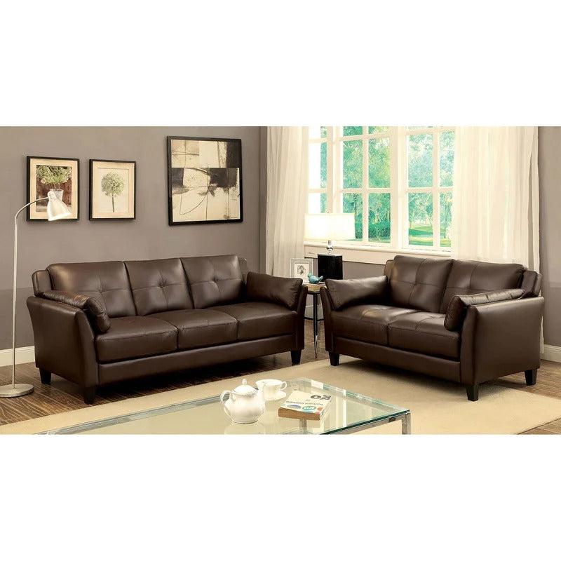Wooden Sofa: Lesin 75.5'' Faux Leather Flared Arm Sofa