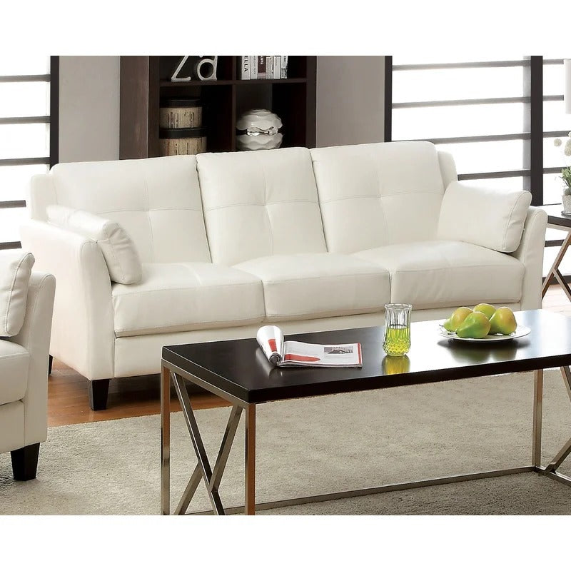 Wooden Sofa: Lesin 75.5'' Faux Leather Flared Arm Sofa