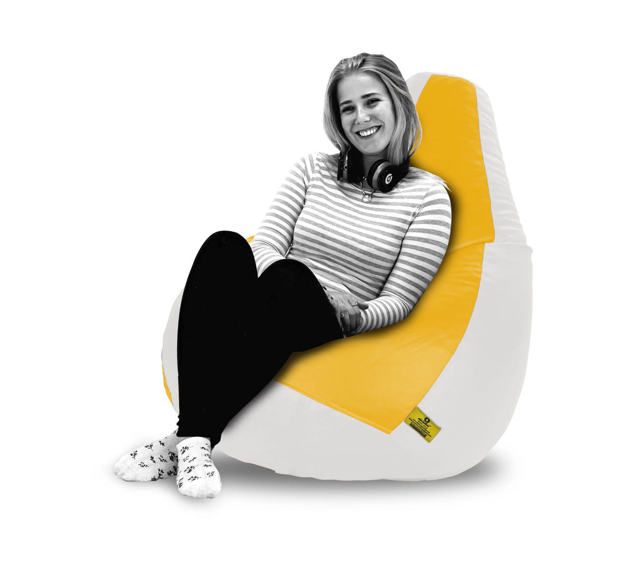 Bean Bag: 3XL WHITE&YELLOW BEAN BAG-COVERS(Without Beans)