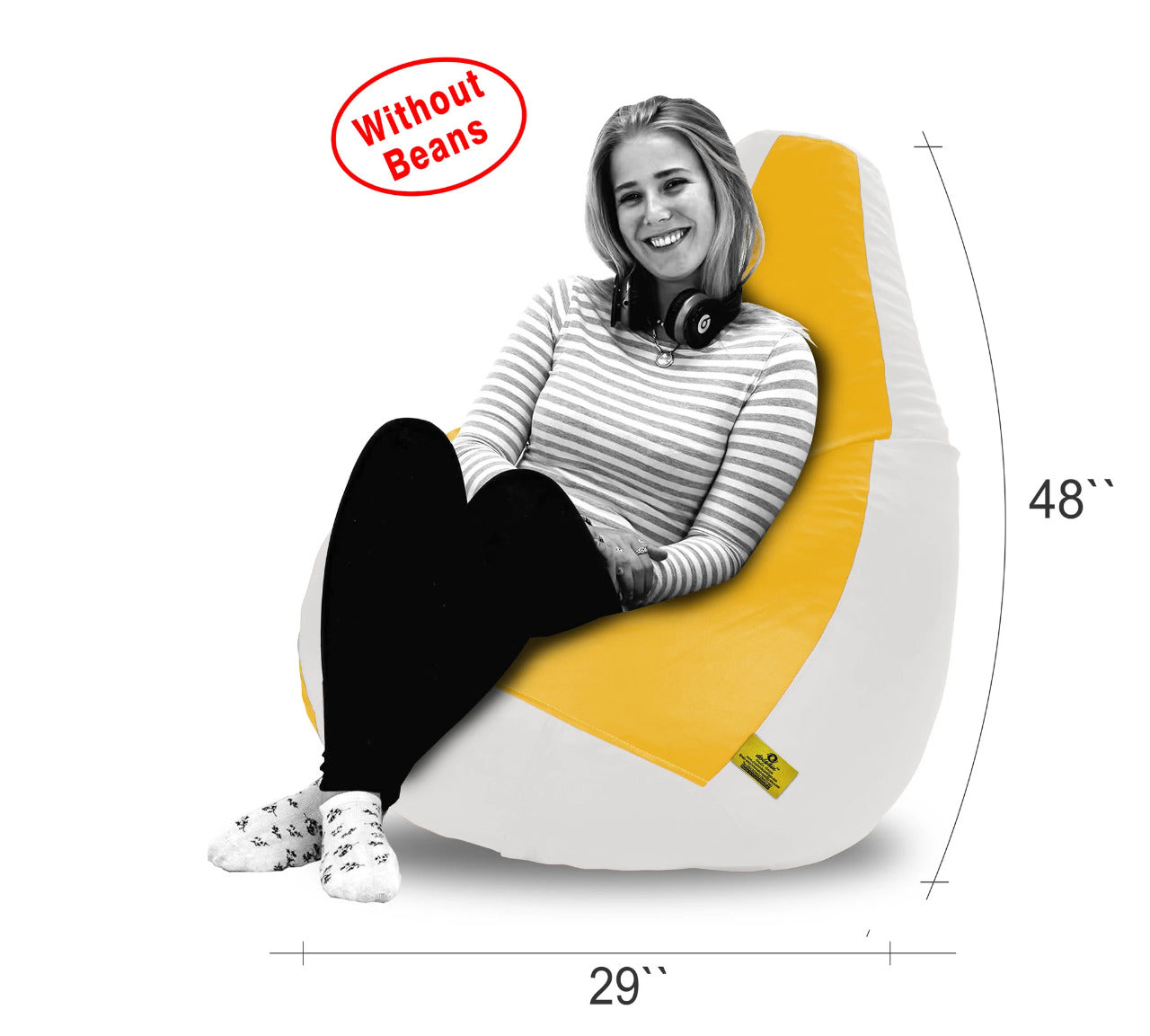 Bean Bag: 3XL WHITE&YELLOW BEAN BAG-COVERS(Without Beans)