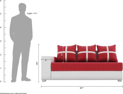 L Shape Sofa Set:- Half Leatherette Sofa Set (White & Red)