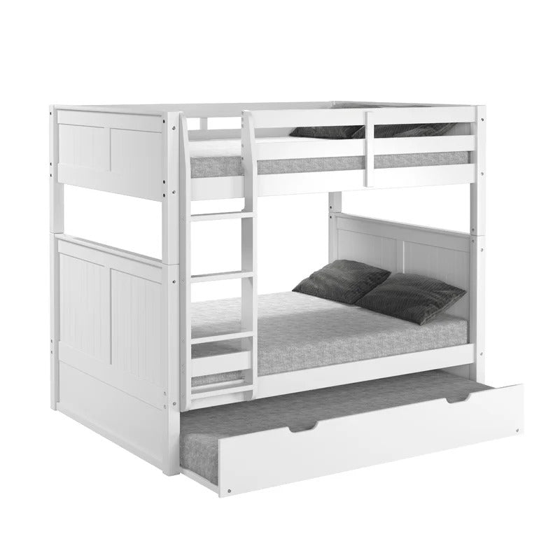 Kids Bed: Full Solid Wood Standard Bunk Bed with Trundle
