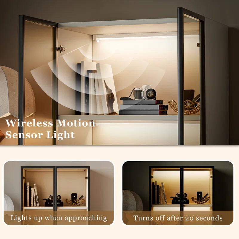 tv panel: 102" white modern entertainment set with tv panel, glass cabinet, LED lighting