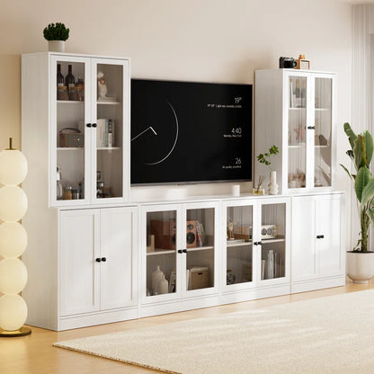 tv panel: 110" Wide Media Center with TV Stand-Up Bookcases