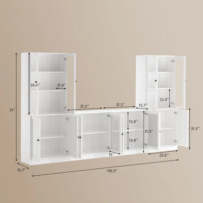 tv panel: 110" Wide Media Center with TV Stand-Up Bookcases