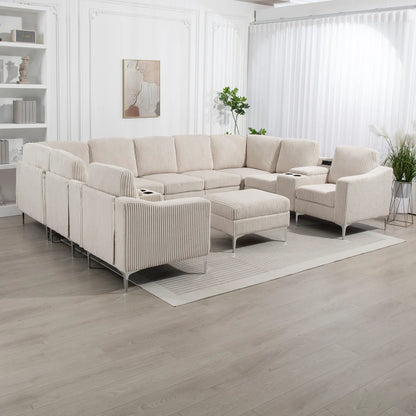 7 Seater Sofa Set: 12-Piece Modular Wide Sectional  Sofa Set