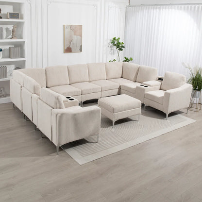 7 Seater Sofa Set: 12-Piece Modular Wide Sectional  Sofa Set