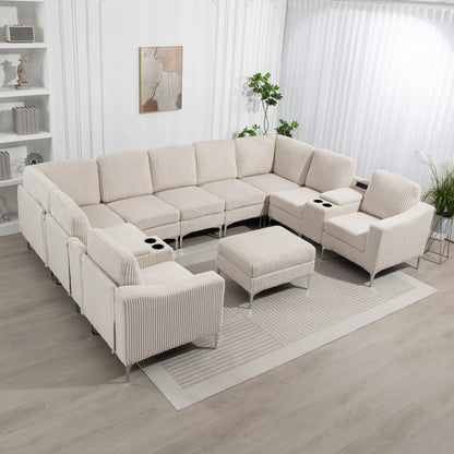 7 Seater Sofa Set: 12-Piece Modular Wide Sectional  Sofa Set