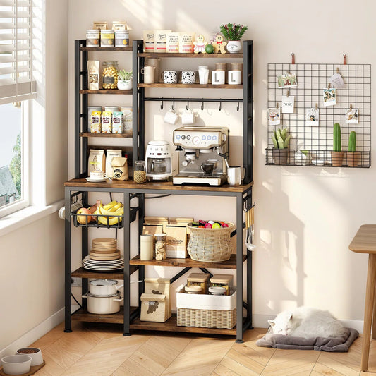 Kitchen Rack: 14 Hooks Bread Rack with Power Outlet and Storage Rack
