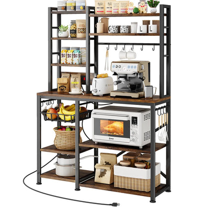 Kitchen Rack: 14 Hooks Bread Rack with Power Outlet and Storage Rack