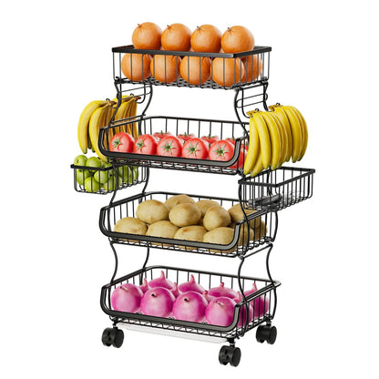 Kitchen Rack: 15.75'' W Metal Shelving Unit with Wheels