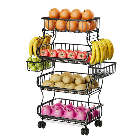 Kitchen Rack: 15.75'' W Metal Shelving Unit with Wheels