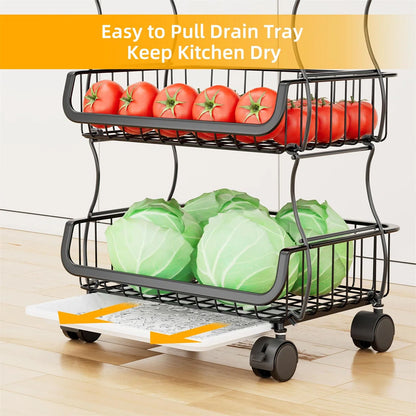 Kitchen Rack: 15.75'' W Metal Shelving Unit with Wheels
